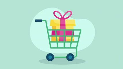 Wall Mural - shopping cart market commercial animation