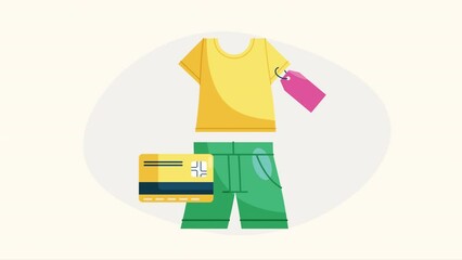 Wall Mural - clothes with sale tag animation