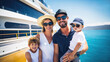 © OpticalDesign - Family on a cruise ship, happy, tourism and vacation concept, sea and cruise ship background