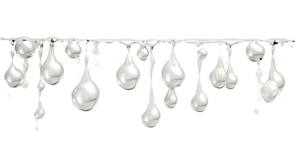 Wall Mural - dripping liquid pearls frozen in an abstract futuristic 3d texture isolated on a transparent backgro