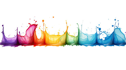Wall Mural - dripping liquid rainbow frozen in an abstract futuristic 3d texture isolated on a transparent backgr
