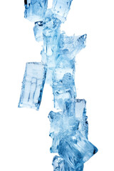 Wall Mural - glistening crystal blue ice frozen in an abstract futuristic 3d texture isolated on a transparent ba