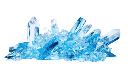 Wall Mural - glistening crystal blue ice frozen in an abstract futuristic 3d texture isolated on a transparent ba
