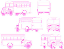 Vector Sketch Of Classic Vintage Delivery Boy Old School Bus Car Design Illustration
