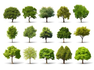 Wall Mural - Collection of trees Isolated on white background, Exotic tropical tree for design.