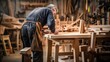 © ThisDesign - carpenter working on a piece of furniture in a workshop generative ai