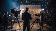 Professional Photographer Setting Up For A Photoshoot In A Studio Generative Ai