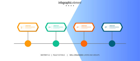 Step to success. Business infographic with icons and elements to success. Can be used for presentation, banner, diagram, step up options. Vector Illustration.
