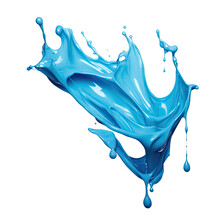 Dripping Cerulean Blue Paint Splash Frozen In An Abstract Futuristic 3d Texture Isolated On A Transparent Background, Generative Ai