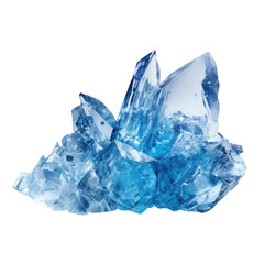 Wall Mural - glistening crystal blue ice frozen in an abstract futuristic 3d texture isolated on a transparent ba