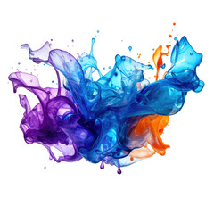 Wall Mural - colorful gushing liquid splash frozen in an abstract futuristic 3d texture isolated on a transparent