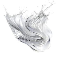 Wall Mural - liquid platinum ripples splash frozen in an abstract futuristic 3d texture isolated on a transparent