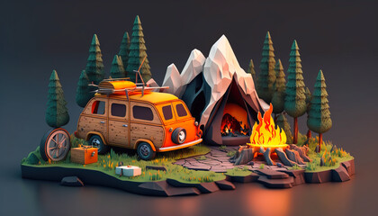 Camping 3D - Get inspired for your next camping trip with this beautiful campsite scene ai generated