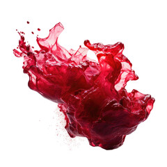 Wall Mural - molten liquid ruby splash frozen in an abstract futuristic 3d texture isolated on a transparent back