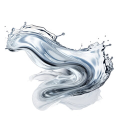 Wall Mural - reflective quicksilver flows splash frozen in an abstract futuristic 3d texture isolated on a transp