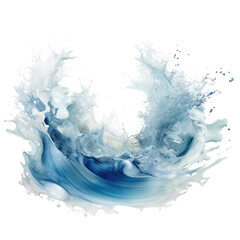 Wall Mural - shimmering oceanic blue water splash frozen in an abstract futuristic 3d texture isolated on a trans