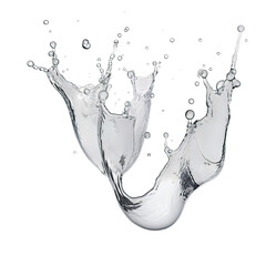 Wall Mural - silvery mercury drops splash frozen in an abstract futuristic 3d texture isolated on a transparent b
