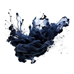 Wall Mural - splattering ink blot frozen in an abstract futuristic 3d texture isolated on a transparent backgroun