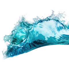 Wall Mural - splashing turquoise waves frozen in an abstract futuristic 3d texture isolated on a transparent back
