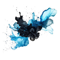 Wall Mural - splattering ink blot frozen in an abstract futuristic 3d texture isolated on a transparent backgroun