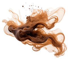 swirling espresso clouds frozen in an abstract futuristic 3d texture isolated on a transparent background, generative ai