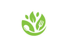 Fork And Spoon Logo Design. Icon Symbol For Health Restaurant Food
