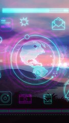 Wall Mural - infographics about social networks and blogs on the landscape background.