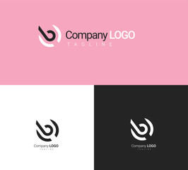 BU letter logo concept in geometric style. Abstract design built from the word beauty. Creative minimal monochrome monogram symbol. Modern vector element emblem