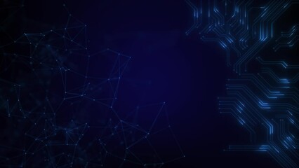 Abstract geometric background with moving lines, dots and triangles. Science, medicine technology. Digital Research Medical Connection. Artificial Intelligence, Blockchain, Big Data, Network Security