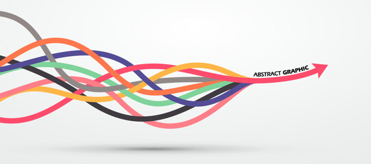 Wall Mural - Multiple colored ropes converging into arrows in the same direction, vector graphics.