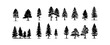 © ABC Vector - Set of christmas pine trees silhouette isolated on white background. Forest trees vector illustration