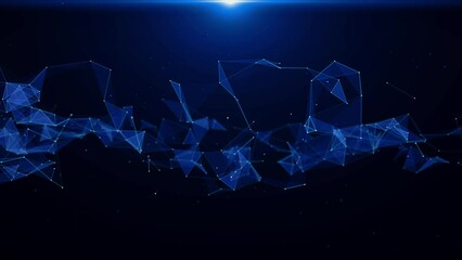 4K 3D Abstract technology futuristic blue Communications background glow plexus particle connection lines and dots. Business Concept. Medical, Science, , Internet, Music, Game, Sci-fi animation.