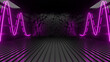 © Andrey Shtepa - Sci Fy neon glowing lines in a dark tunnel. Reflections on the floor and ceiling. 3d rendering image. Abstract glowing lines. Techology futuristic background.