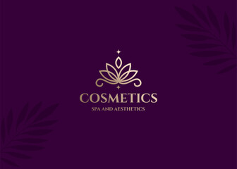 Wall Mural - Beautiful and luxurious lotus flower logo design for beauty and spa cosmetic products