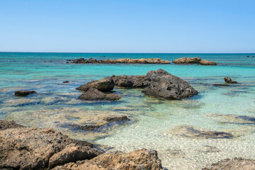 Wall Mural - Beautiful view of the sea and stones, Elafonissi beach, Kissamos, Crete, Greece