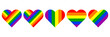 five LGBT heart shaped styles isolated on white,vector illustration.