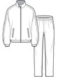 training tracksuit full zip long sleeve jacket and pants running jogging athletic sports wear set flat sketch vector illustration technical cad drawing template