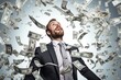 © FrankBoston - Man with cash falling from the sky, generative ai