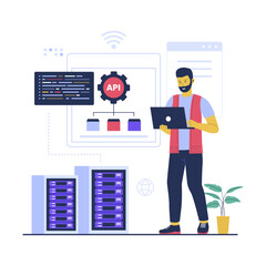 Wall Mural - Concept illustration of Application Programming Interface technology. Flat vector illustration isolated on white background