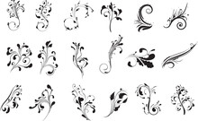 Black And White Floral Element 