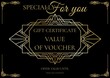 Specially for you gift certificate text, holding text and deco pattern in gold on black