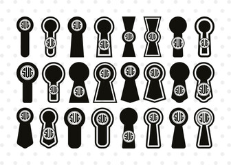 Wall Mural - Keyhole Symbol Circle Monogram, Keyhole Symbol Svg, Keyhole Svg, Lock Svg, Key Svg, Keyhole Silhouette Bundle, SB00074