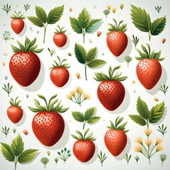 Wall Mural - Geometric strawberries seamless pattern illustration Generative AI