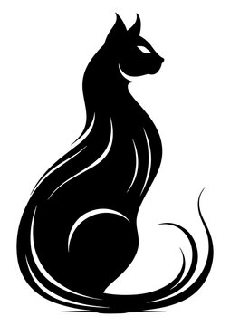 Wall Mural -  - Elegant black cat logo shape