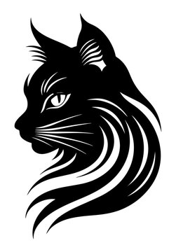 Wall Mural -  - Elegant black and white cat head logo