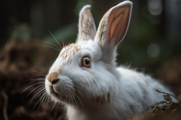 Wall Mural - Close-Up of White Rabbit's Whiskers, Rabbit, bokeh 