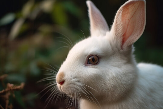 Close-Up of White Rabbit's Whiskers, Rabbit, bokeh 