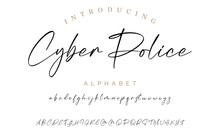 Cyber Police Calligraphy Script. Vector Alphabet.