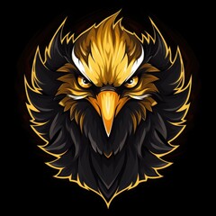 Wall Mural - Eagle mascot, black and golden color, AI generated Image