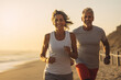 © Stavros - Jogging workout. Middle aged couple during jogging workout on the beach.
